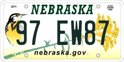 NE license plate 97EW87