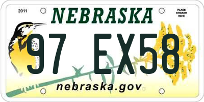NE license plate 97EX58