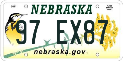 NE license plate 97EX87