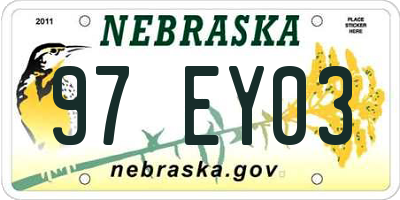 NE license plate 97EY03