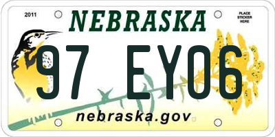NE license plate 97EY06