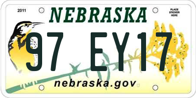 NE license plate 97EY17