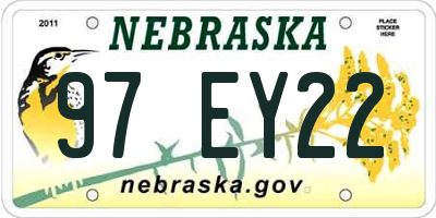 NE license plate 97EY22