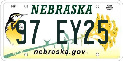 NE license plate 97EY25