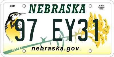 NE license plate 97EY31