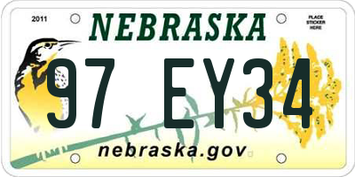 NE license plate 97EY34