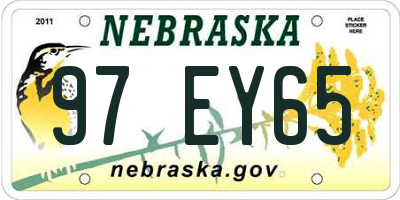 NE license plate 97EY65