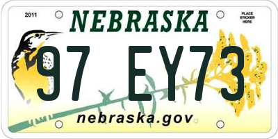 NE license plate 97EY73