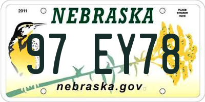 NE license plate 97EY78