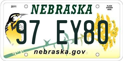 NE license plate 97EY80