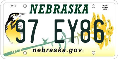 NE license plate 97EY86