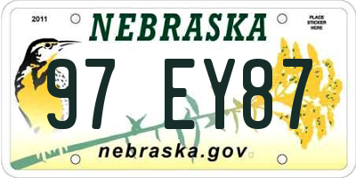 NE license plate 97EY87