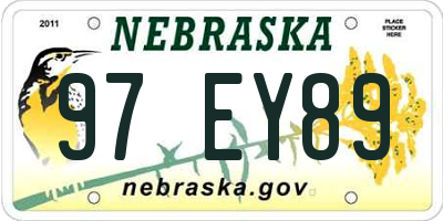 NE license plate 97EY89