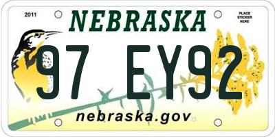 NE license plate 97EY92