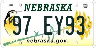 NE license plate 97EY93