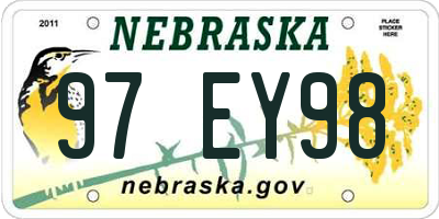 NE license plate 97EY98