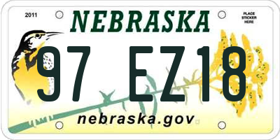 NE license plate 97EZ18