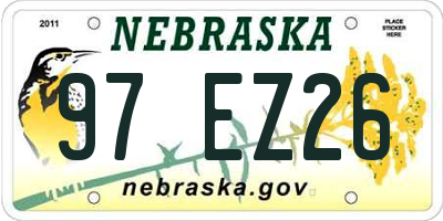 NE license plate 97EZ26