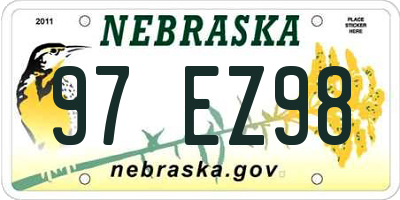NE license plate 97EZ98