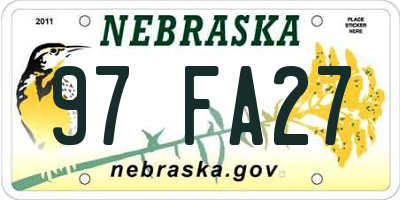 NE license plate 97FA27