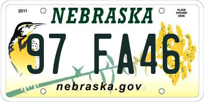 NE license plate 97FA46