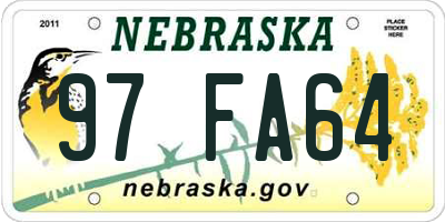 NE license plate 97FA64