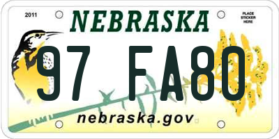 NE license plate 97FA80