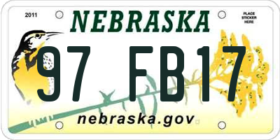 NE license plate 97FB17