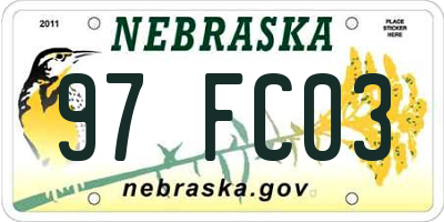 NE license plate 97FC03