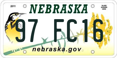 NE license plate 97FC16