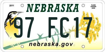 NE license plate 97FC17