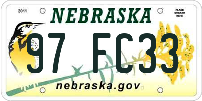 NE license plate 97FC33