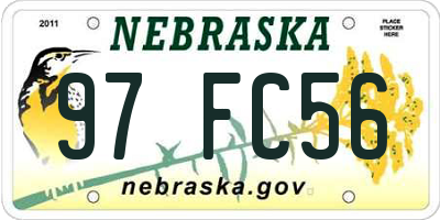 NE license plate 97FC56