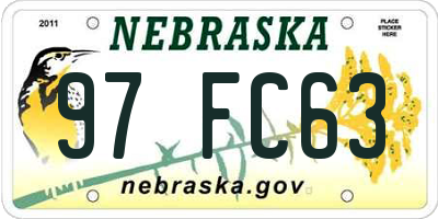 NE license plate 97FC63