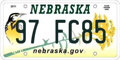 NE license plate 97FC85