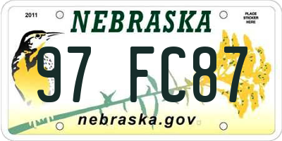 NE license plate 97FC87