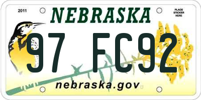 NE license plate 97FC92