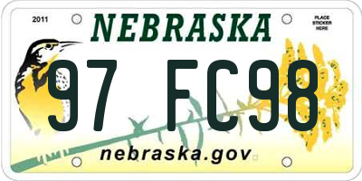 NE license plate 97FC98