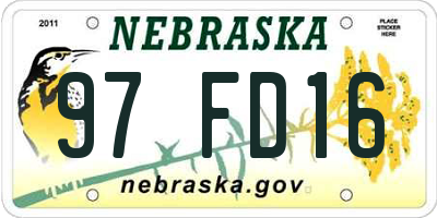NE license plate 97FD16