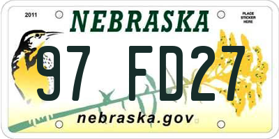 NE license plate 97FD27
