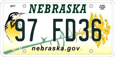 NE license plate 97FD36