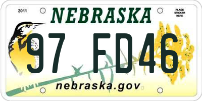 NE license plate 97FD46