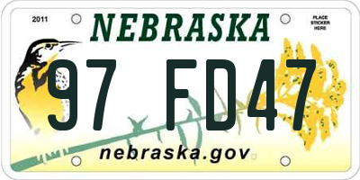 NE license plate 97FD47