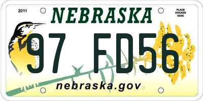 NE license plate 97FD56