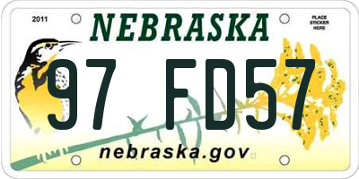 NE license plate 97FD57