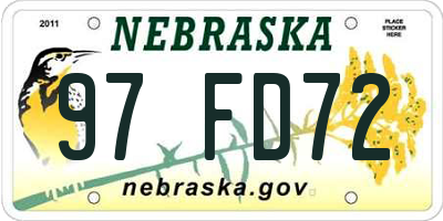 NE license plate 97FD72