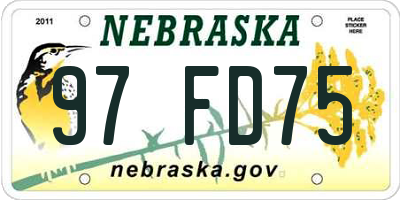 NE license plate 97FD75