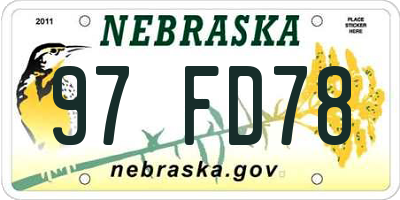 NE license plate 97FD78