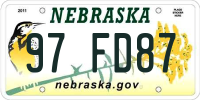 NE license plate 97FD87