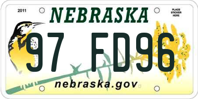 NE license plate 97FD96